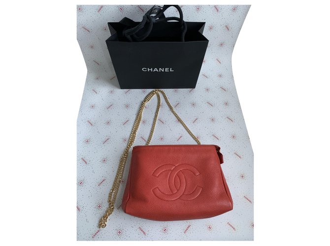 Chanel Clutch-Taschen Rot Leder  ref.254971