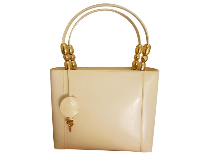 Dior Lady perla Cream Gold hardware Leather  ref.254977