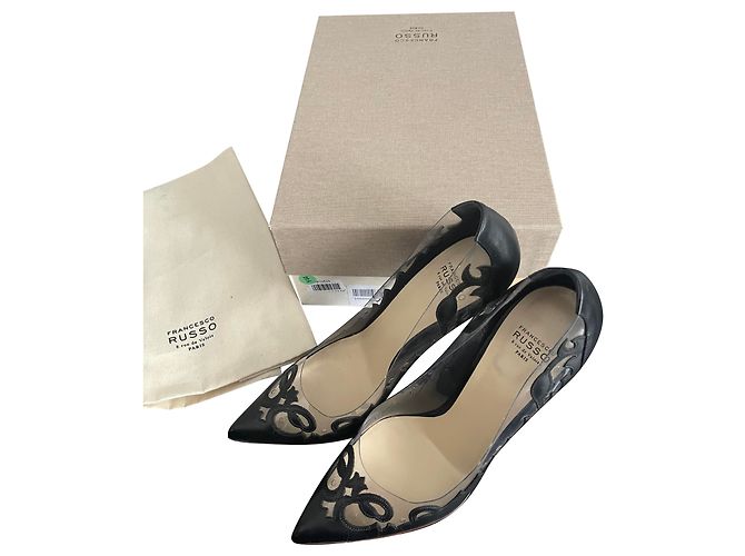 Francesco Russo Piping Pumps Black Leather