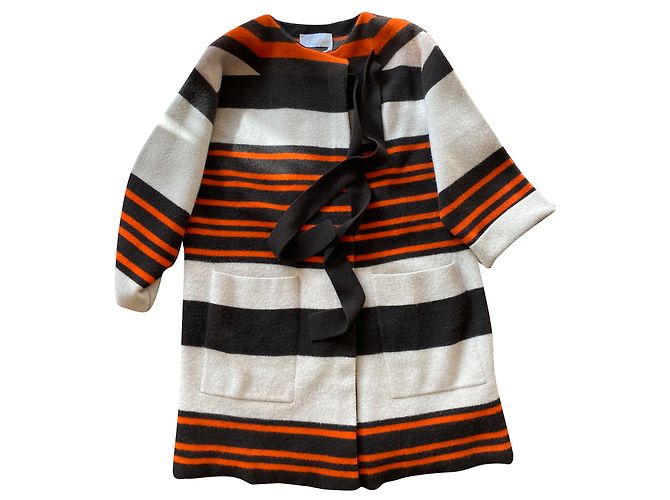 Casaco Chloé de lã e cashmere bege laranja marrom Multicor