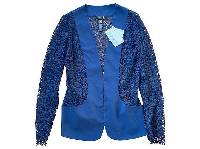 Blazer La Perla in seta e pizzo blu