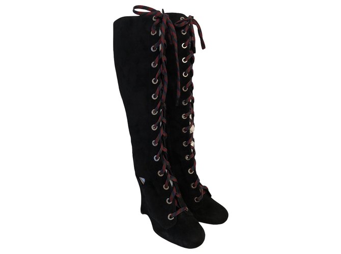 Prada boots in black suede  ref.255084
