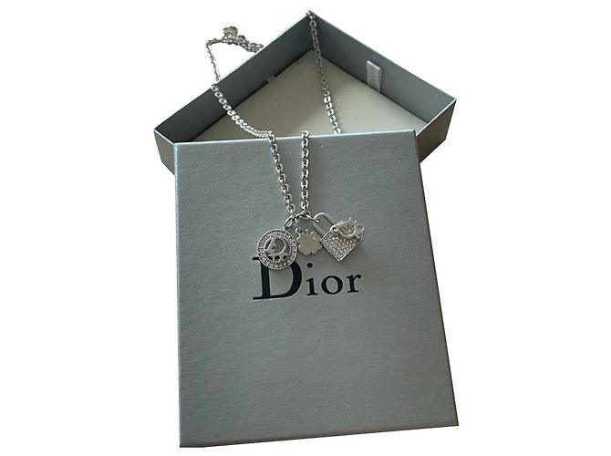 Christian Dior Collana Dior con 3 Pendenti Silver hardware