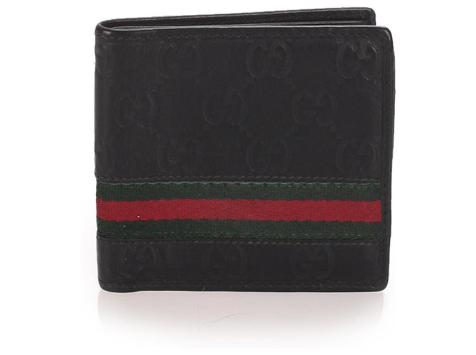 Portefeuille à deux volets Gucci Guccissima Web noir Cuir Toile Veau façon poulain Tissu Multicolore  ref.255214
