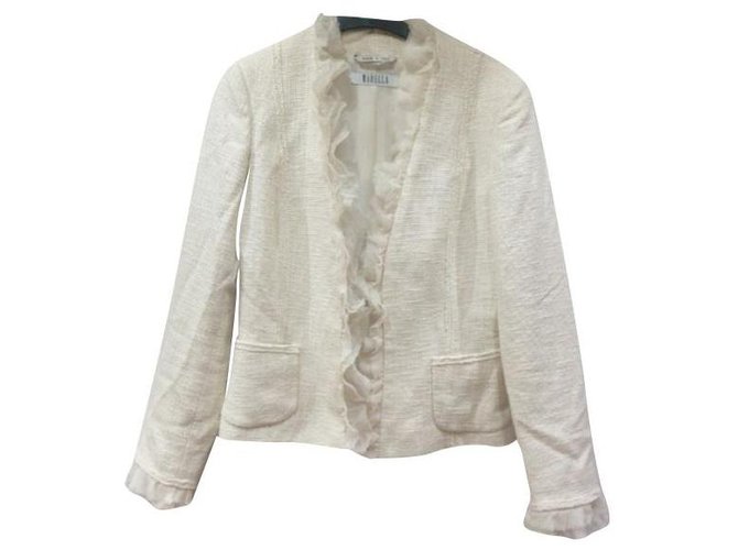 Marella boho voulants blazer jacket Eggshell Silk Cotton  ref.255352