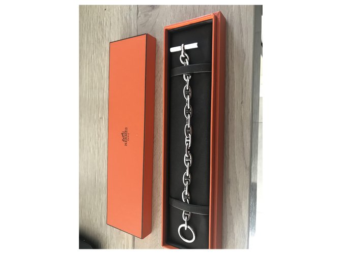 Hermès chain anchor bracelet in sterling silver Silvery  ref.255364