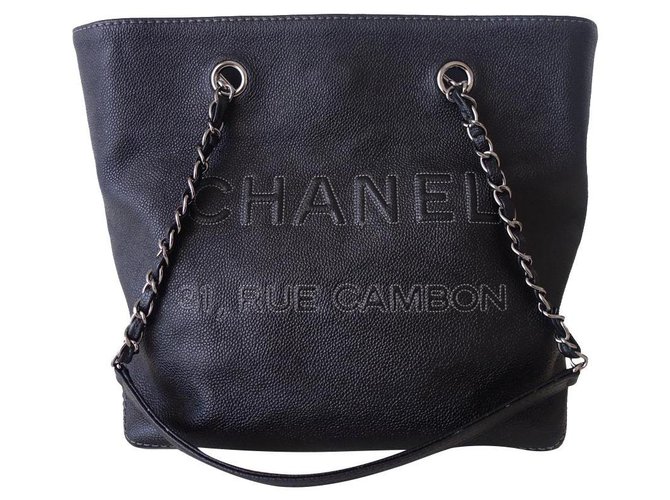 BAG CHANEL SMALL SHOPPING Black Leather  ref.255413