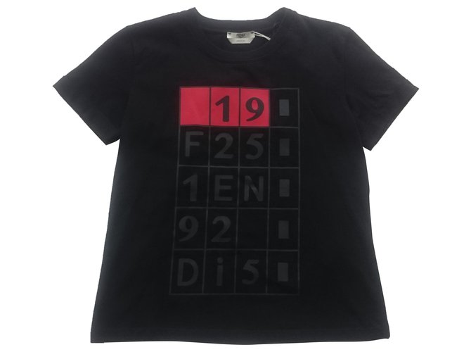 Camiseta Fendi, gr. ESO 38/ XS Negro Chocolate Algodón  ref.255444