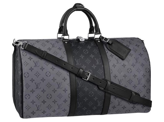 Louis Vuitton LV Keepall reverse eclipse Grey Leather  ref.255492