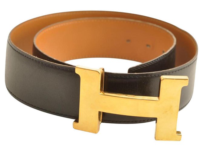 Hermès Cintura di Hermes Nero Pelle  ref.255643