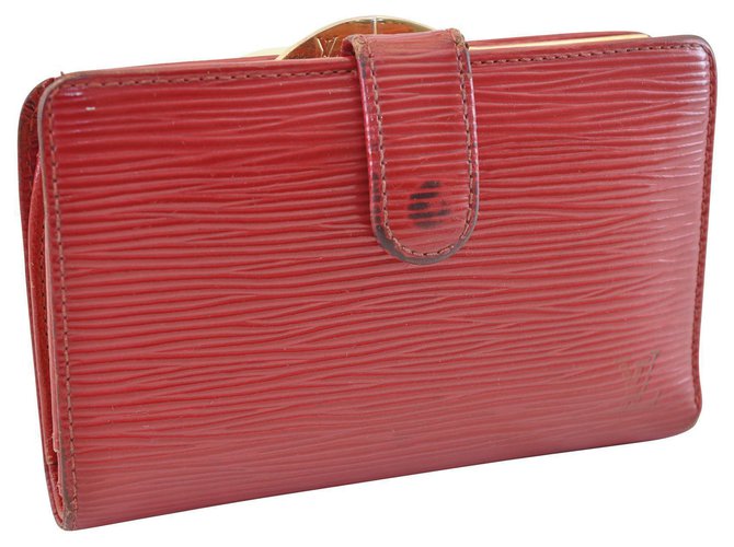 Porte monnaie louis Vuitton Cuir vernis Rouge  ref.255705