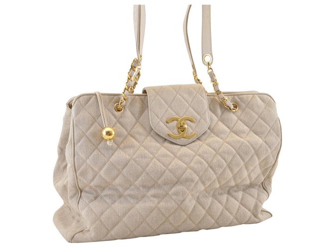 Chanel handbag Beige Tweed ref.255764 - Joli Closet