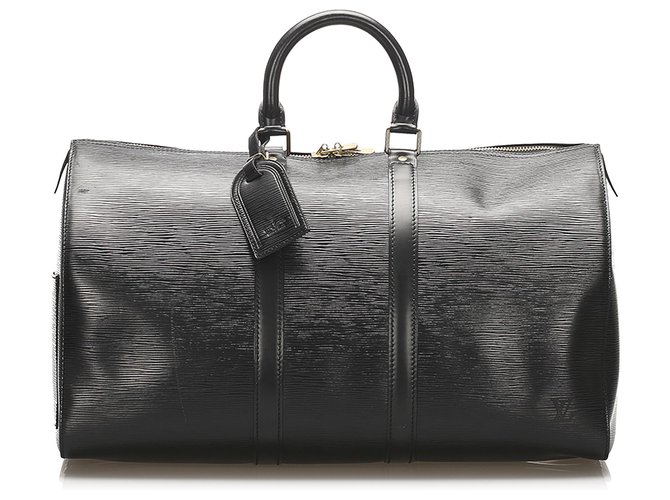 Louis Vuitton Black Epi Keepall 45 Cuir Noir  ref.255820