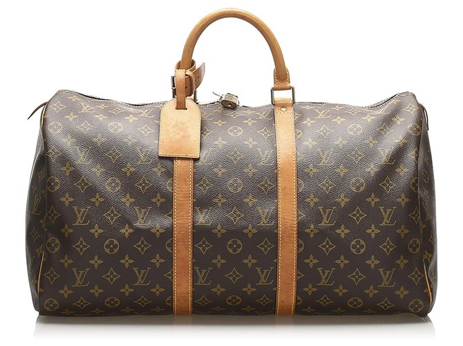 Louis Vuitton Keepall Monogram Brown 50 Cuir Toile Marron  ref.255823