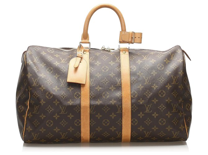 Louis Vuitton Brown Monogram Keepall 45 Leather Cloth  ref.255869