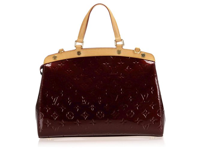 Louis Vuitton Red Vernis Brea MM Brown Beige Leather Patent