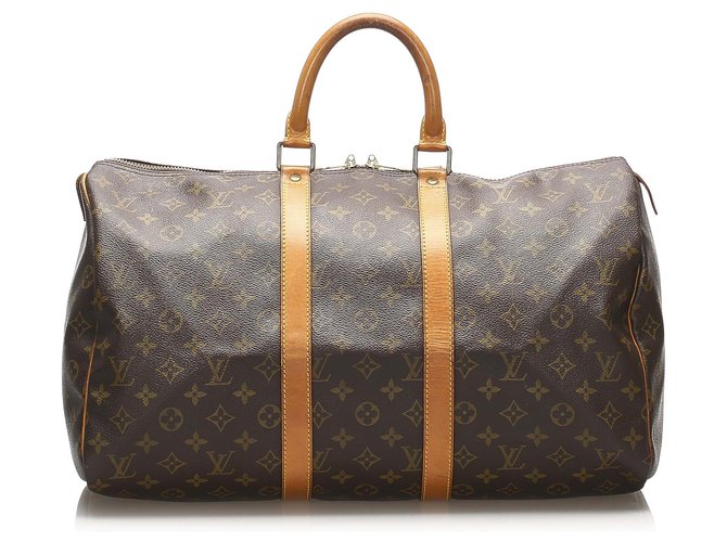 Louis Vuitton Brown Monogram Keepall 45 Leather Cloth  ref.255888