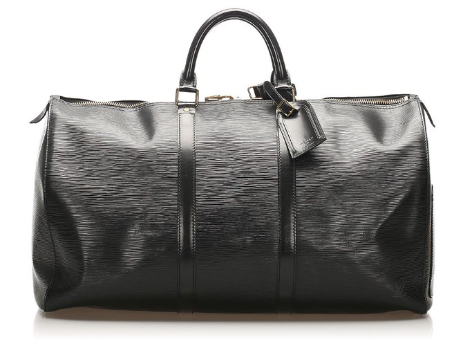 Louis Vuitton Black Epi Keepall 50 Leather Pony-style calfskin  ref.255948
