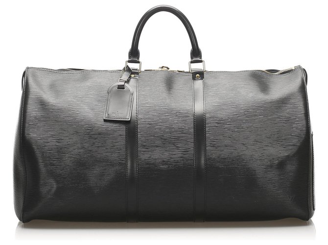 Louis Vuitton Black Epi Keepall 60 Cuir Veau façon poulain Noir  ref.255955