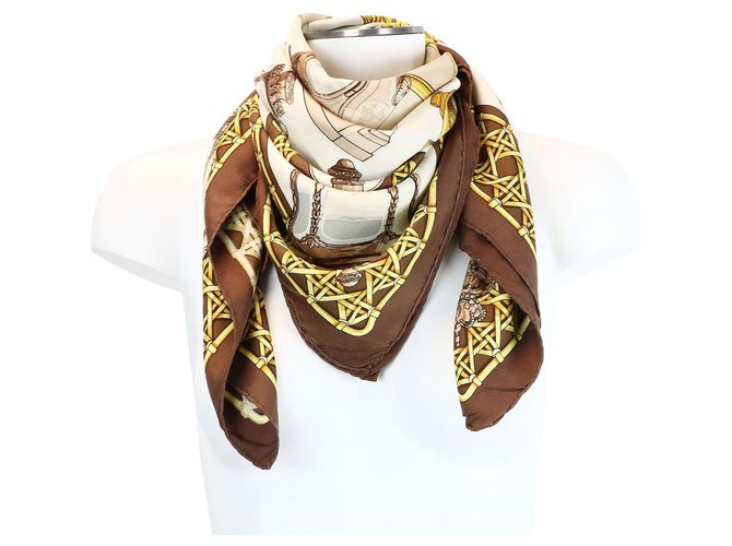 Hermès scarf Brown Silk  ref.256016