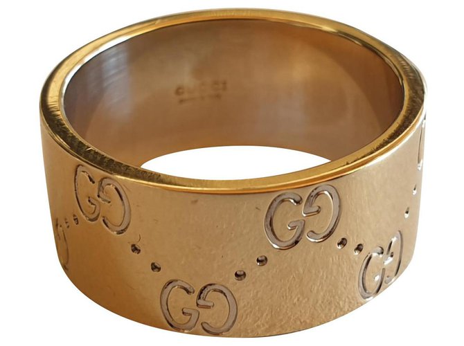 Gucci Ícone forrado de ouro 750,  T 55, 10,9g Prata Dourado  ref.256032