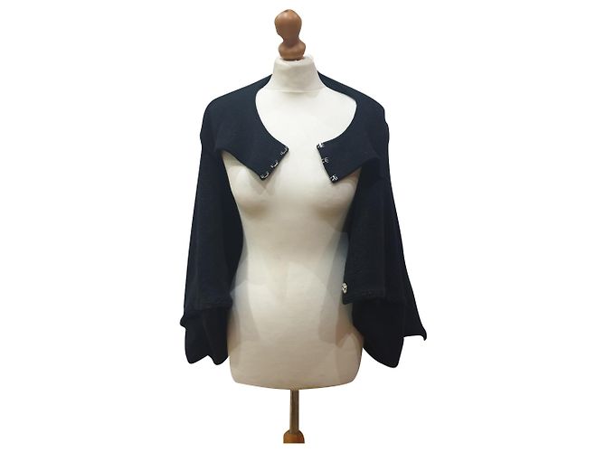 Mantella Chanel nera in cashmere e lana Nero