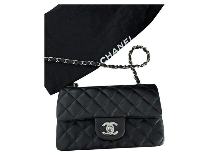 Classique Chanel Mini rectangulaire Cuir Noir  ref.256068
