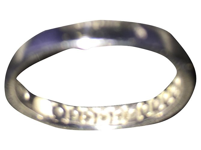 Autre Marque Brillanter halber Ehering und Weißgold Silber Hardware