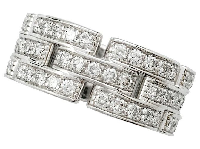 Anel Cartier "Maillon Panthère" em ouro branco, diamantes.  ref.256091