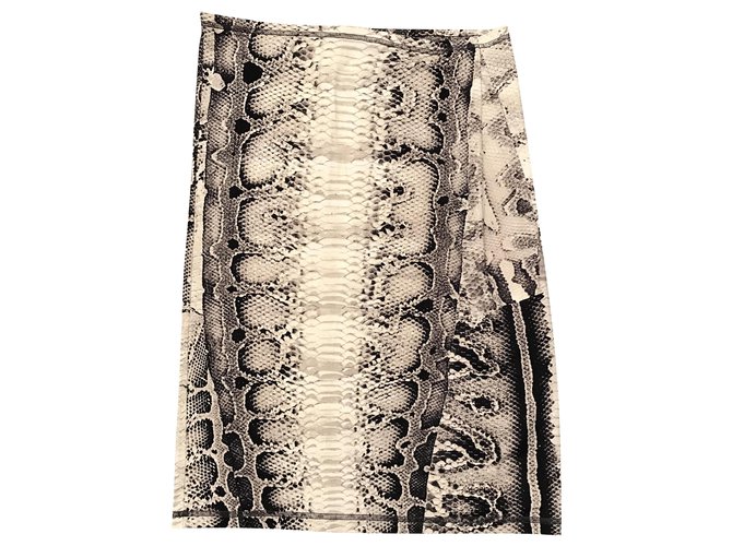 Just Cavalli Python Pattern Skirt Ecru Brown Black Grey Cream