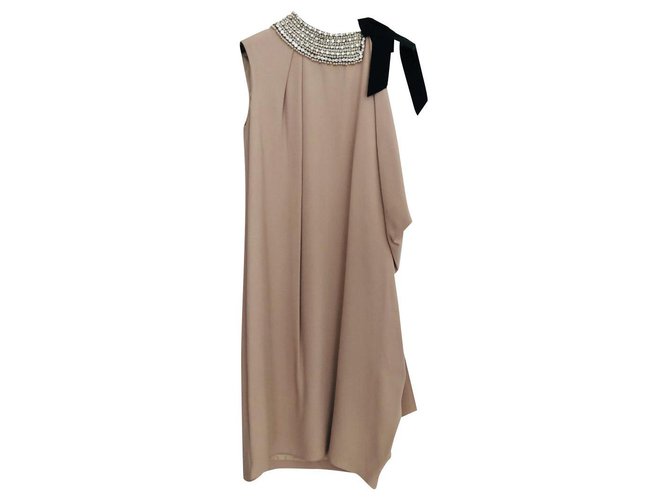 Beautiful nude wrap dress with asymmetric draping by DICE KAYEK. Flesh Viscose  ref.256141
