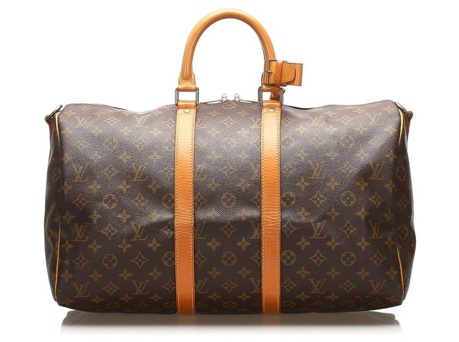 Louis Vuitton Brown Monogram Keepall 45 Leather Cloth  ref.256233