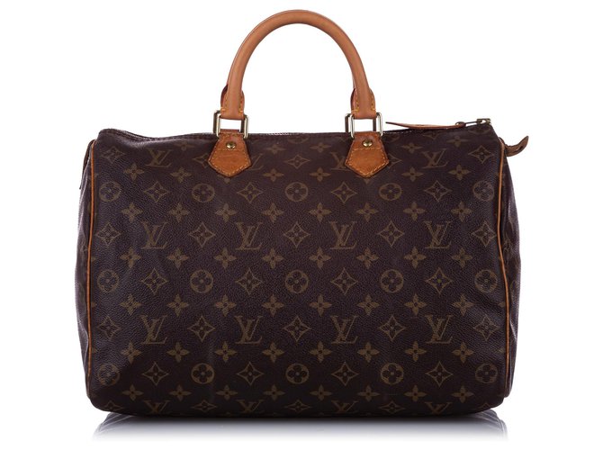 Louis Vuitton Brown Monogram Speedy 35 Leather Cloth  ref.256242