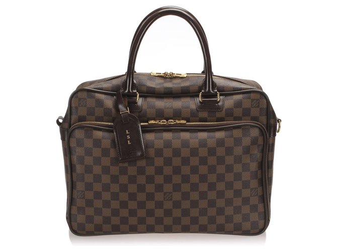 Louis Vuitton Brown Damier Ebene Icare Laptop Bag Cuir Toile Marron  ref.256292