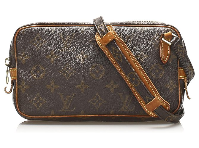 Louis Vuitton Brown Monogram Marly Bandouliere Leather Cloth  ref.256355