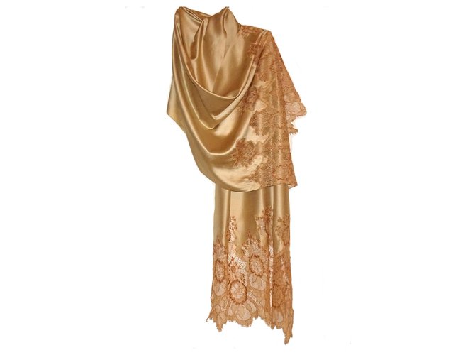 Valentino silk lace long shawl Beige  ref.256468