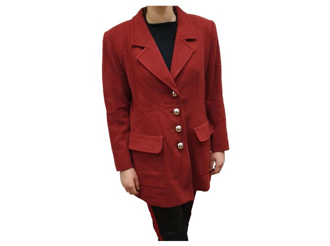 Yves Saint Laurent vintage caban blazer Red Wool  ref.256532