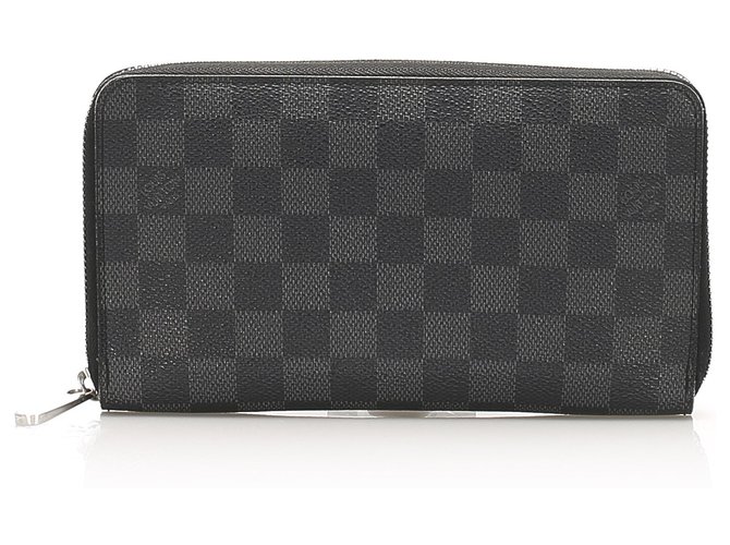 Louis Vuitton Black Damier Graphit Zippy Long Wallet Schwarz Grau Leinwand  ref.256610
