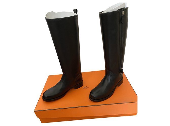 Hermès Cavalieres Land Boots Black Leather  ref.256655