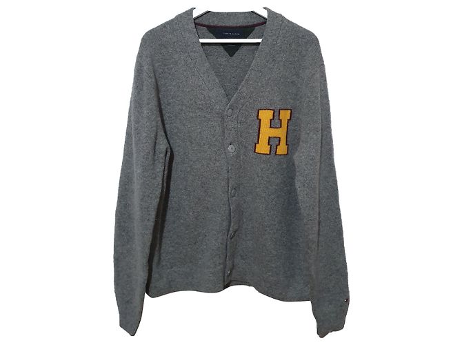 Tommy Hilfiger Cardigan Grau aus Lammwolle Mehrfarben