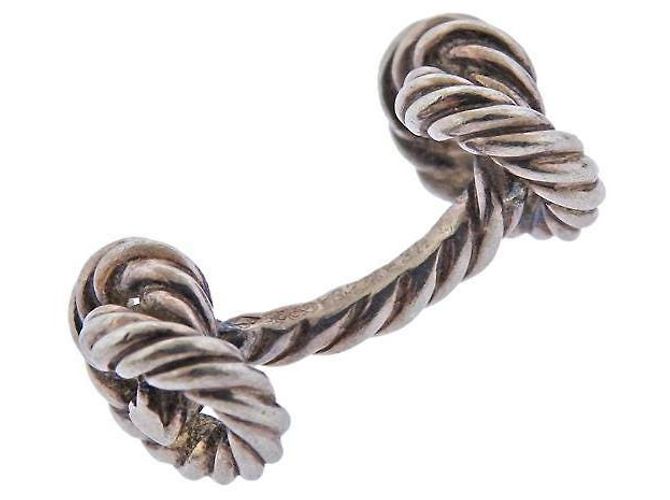Hermès Noeuds Marins, gemelli in corda d'argento Silver hardware