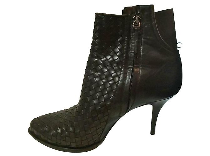 Botins de couro tecido Givenchy Castanho escuro