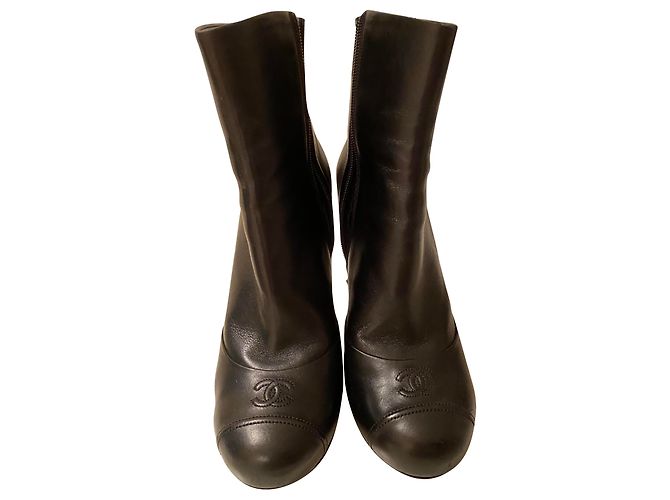 Chanel Ankle Boots Black Leather