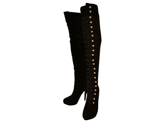 Christian Louboutin boots Suede Noir  ref.256853