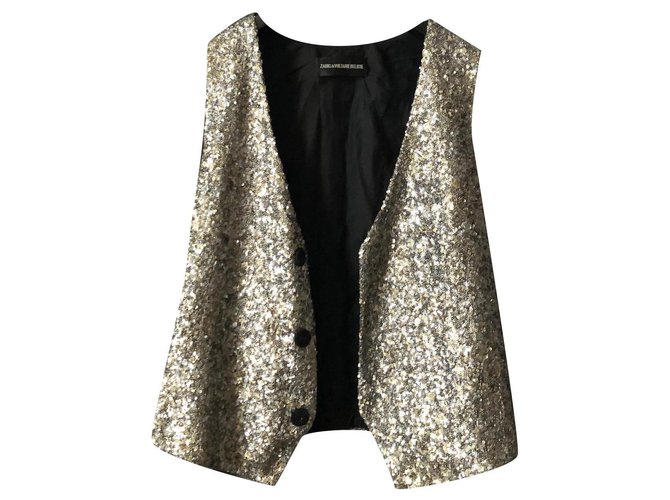 Zadig & Voltaire Glamour giacca di paillettes Argento Seta Cotone  ref.256914