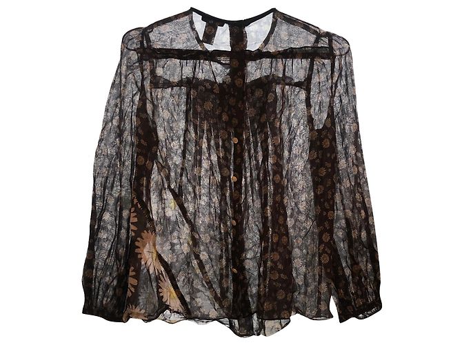 Marc Jacobs Top floreale in seta e cotone Nero Bianco Giallo 