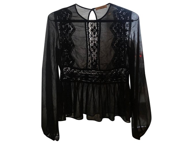 Camisa elegante de algodón negro Sandro  ref.256925