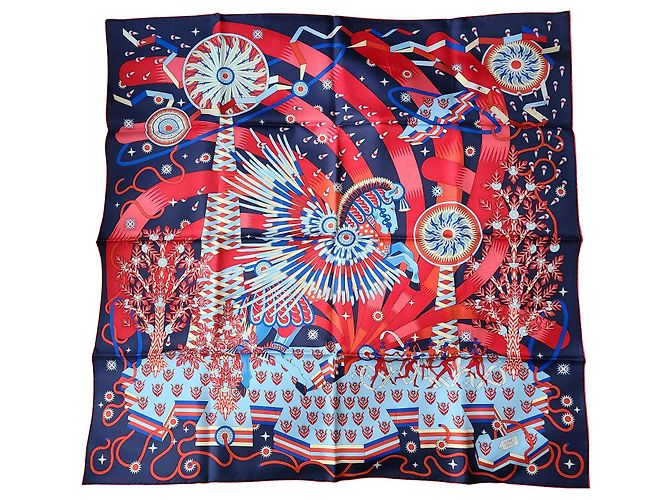 Hermès La Source de Pegase 90cm Azul Seda
