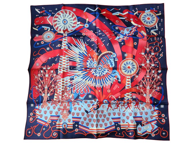 Hermès La Source de Pegase 90cm Blu Seta