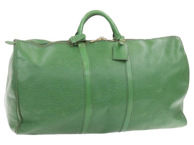 Louis Vuitton Keepall Green Leather  ref.257092